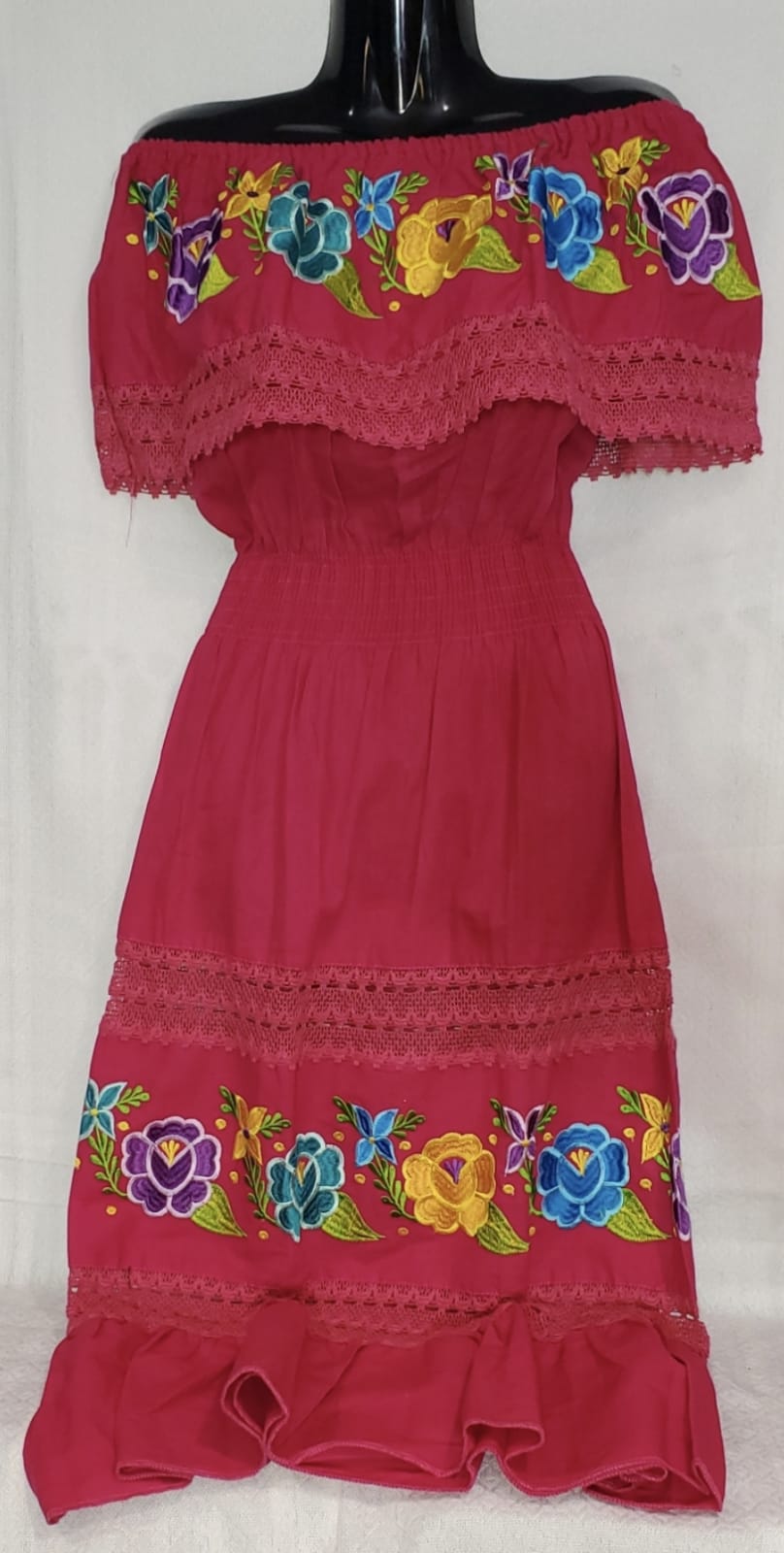 Floral Peasant Dress (Pink) - Small