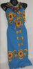 Sunflower Dress (Blue) - Large + Horseshoe Bag (White) - Large + Monarch Bracelet - Cuffed (Black Style 2)