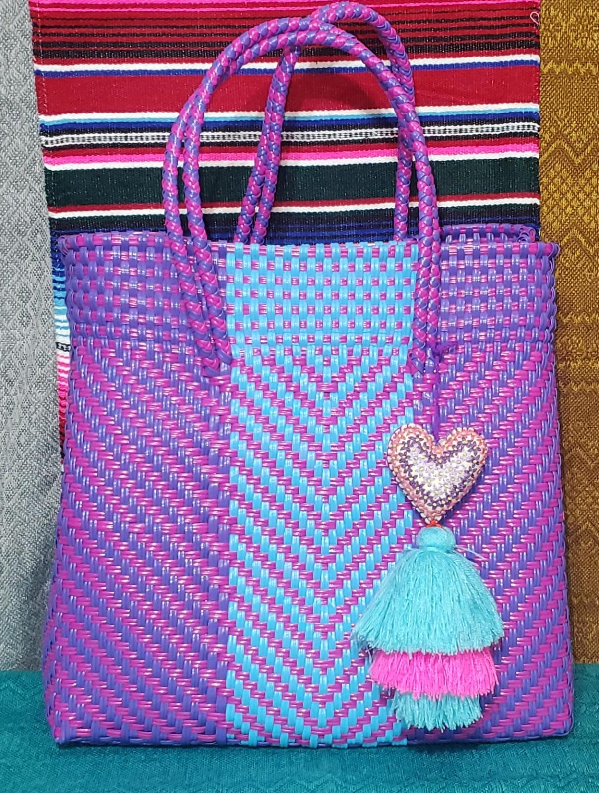 Recycled Plastic Tote Bag Mexican Tote Bag Craft Bag Bolsa De Plástico  Reciclado Gym Bag Eco-friendly Handwoven Mexican Bag - Etsy